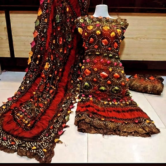 "Linen Chunri Suit 3 Piece for Women - Elegant Traditional Wear for Weddings & Festivities Soft & Premium Quality Fabric"